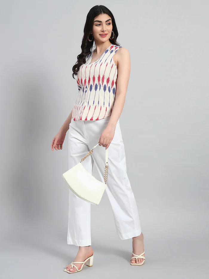 Cotton Ikat Basket Top with Pant