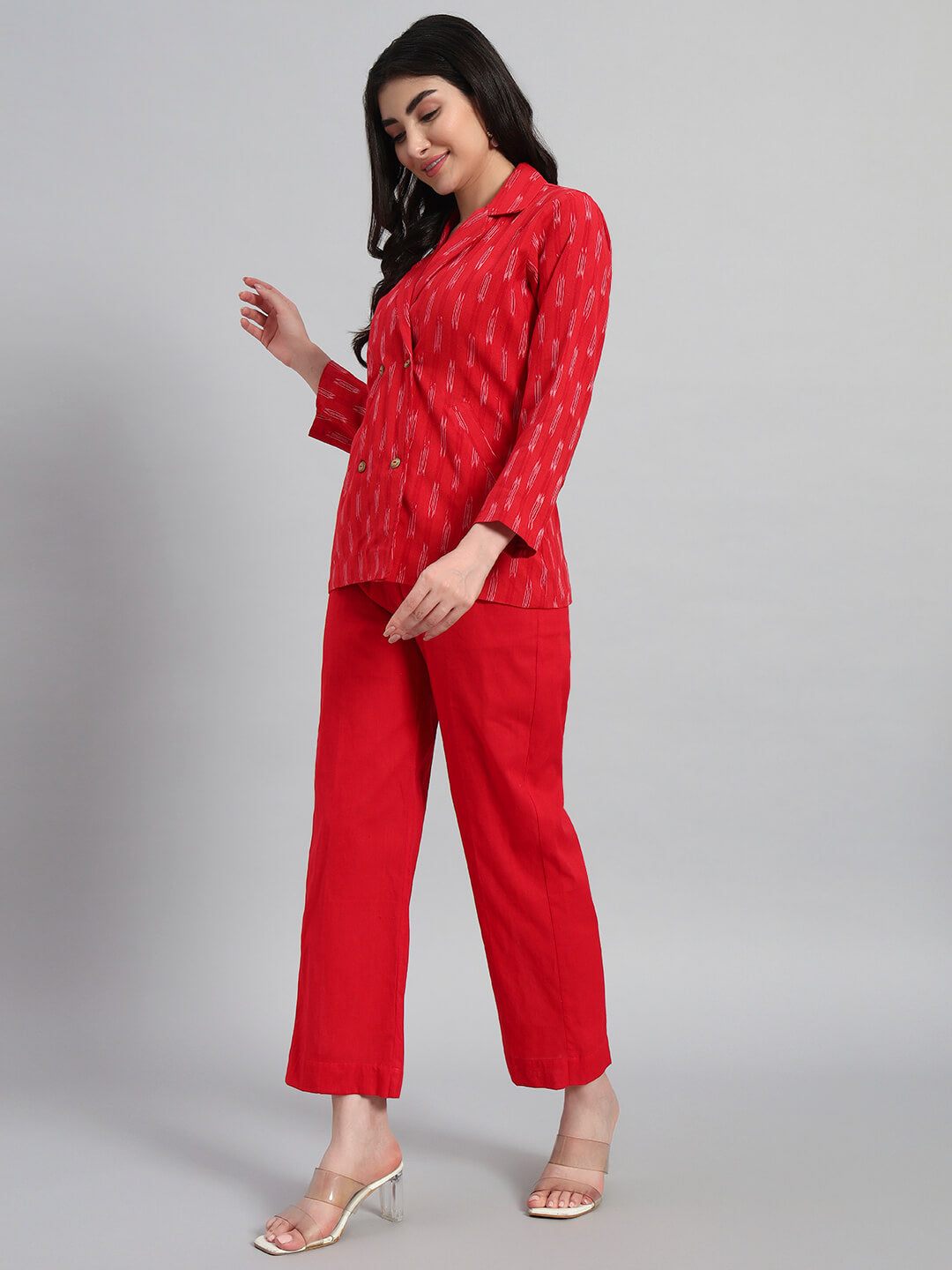 Ikat Cotton Coat Top with Pant