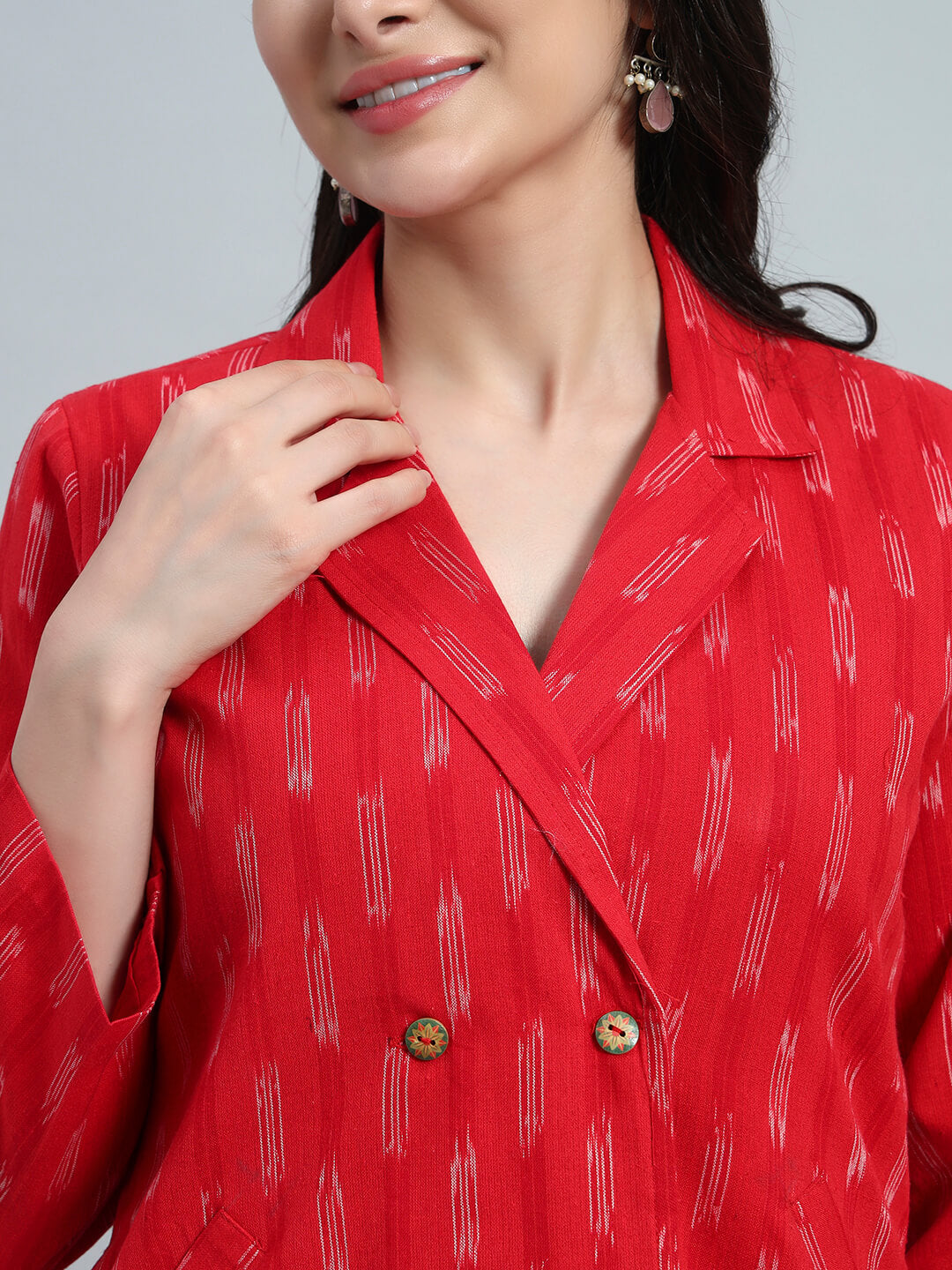 Ikat Cotton Coat Top with Pant