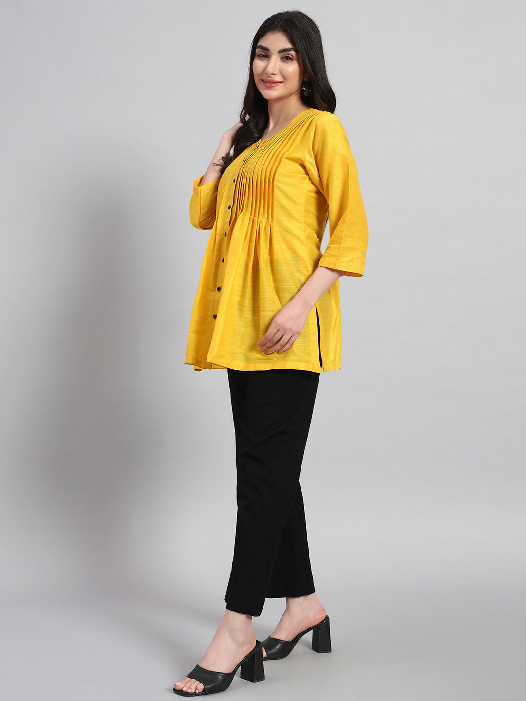 Silk Pintuck Short Kurta with Pant
