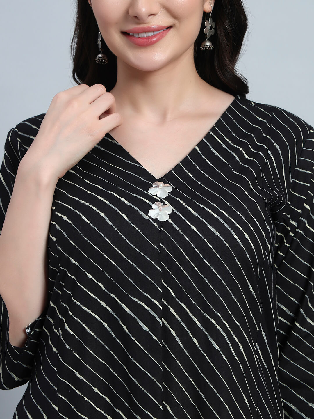 Hand Block Leheria Cotton Kurta Set