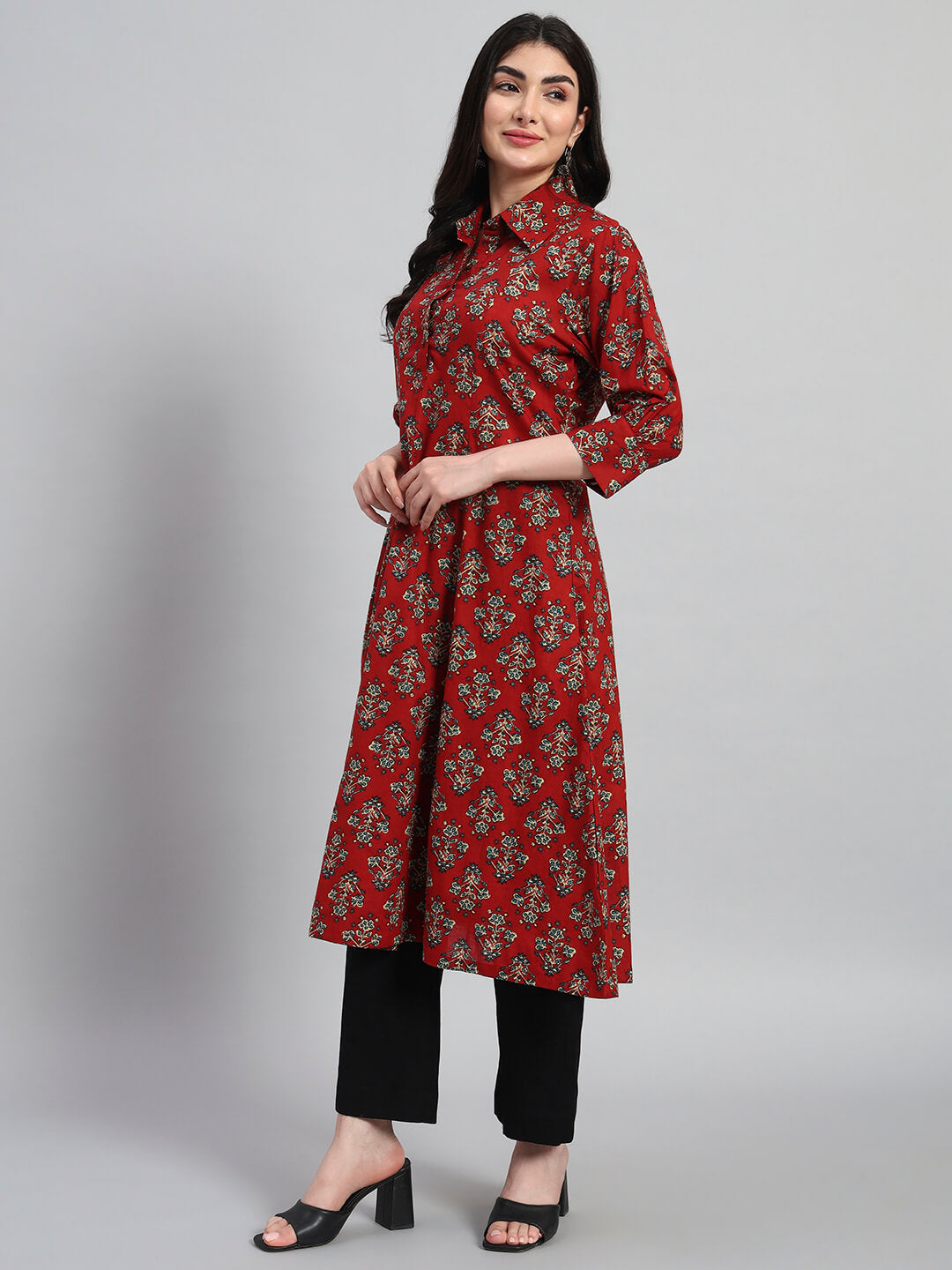 Hand Block Leheria Cotton Kurta Set
