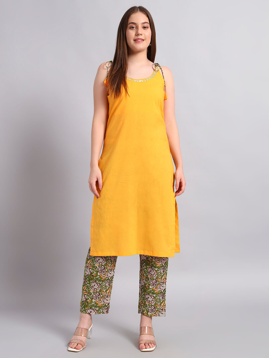 Cambric Cotton Kurta with Hand Block Cotton Pant