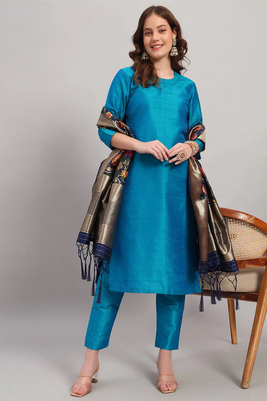 Raw Silk Kurta Set with Banarasi Dupatta