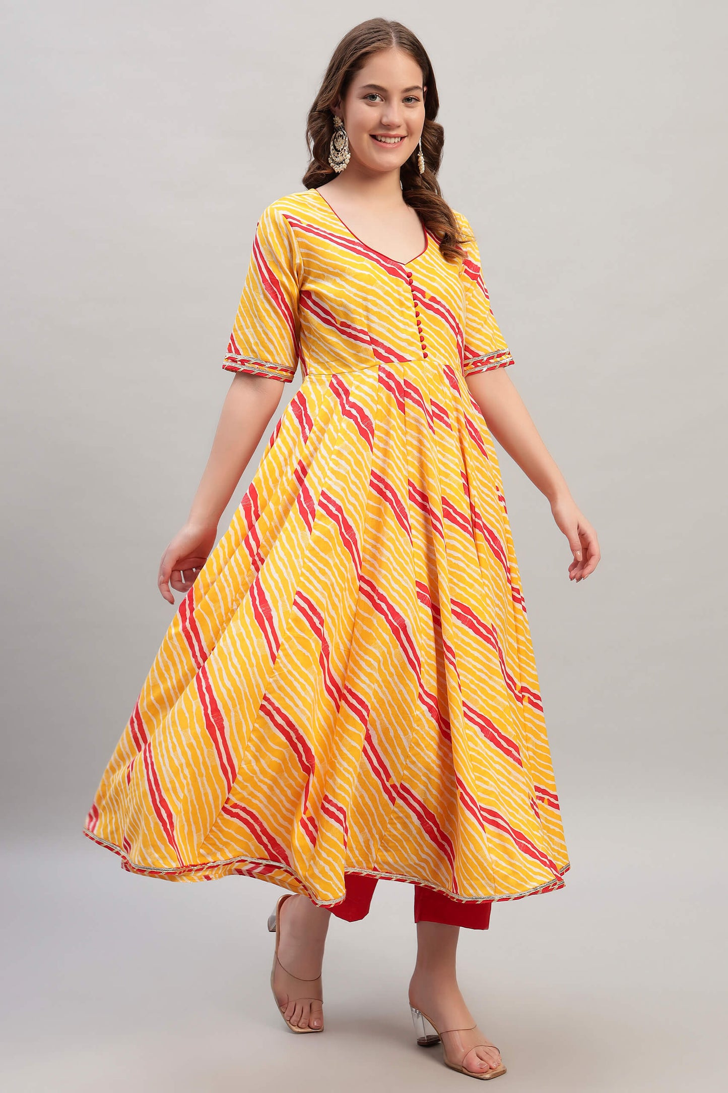 Hand Block Cotton Anarkali Kurta Set