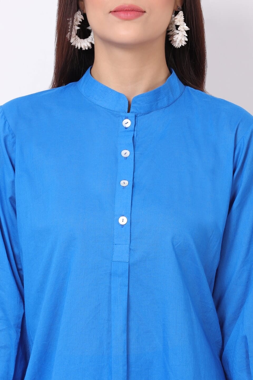 Blue Plain Cotton Co-Ord Set