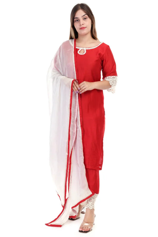 Chanderi silk kurta set with dupatta