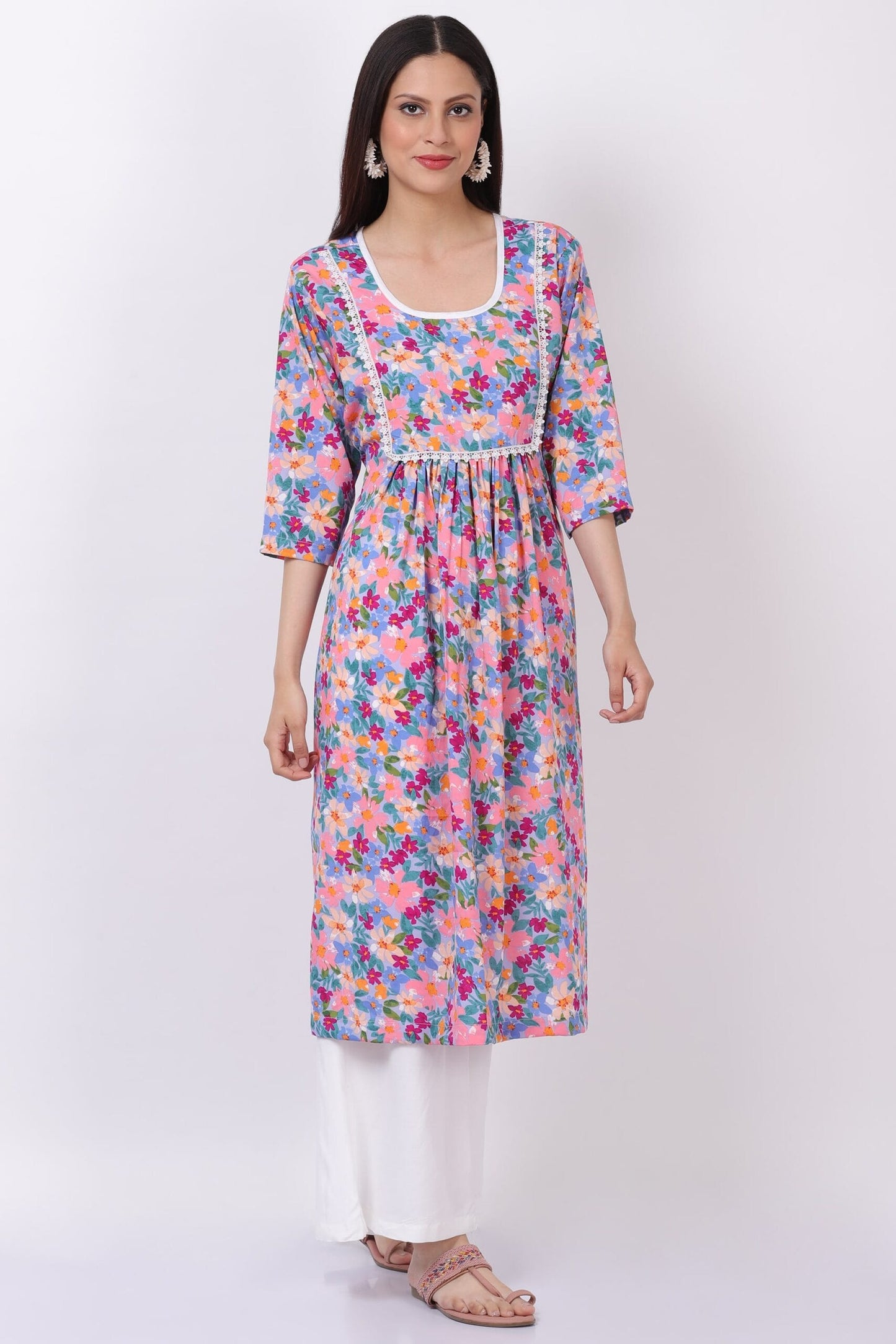 Floral print kurti set with palazzo
