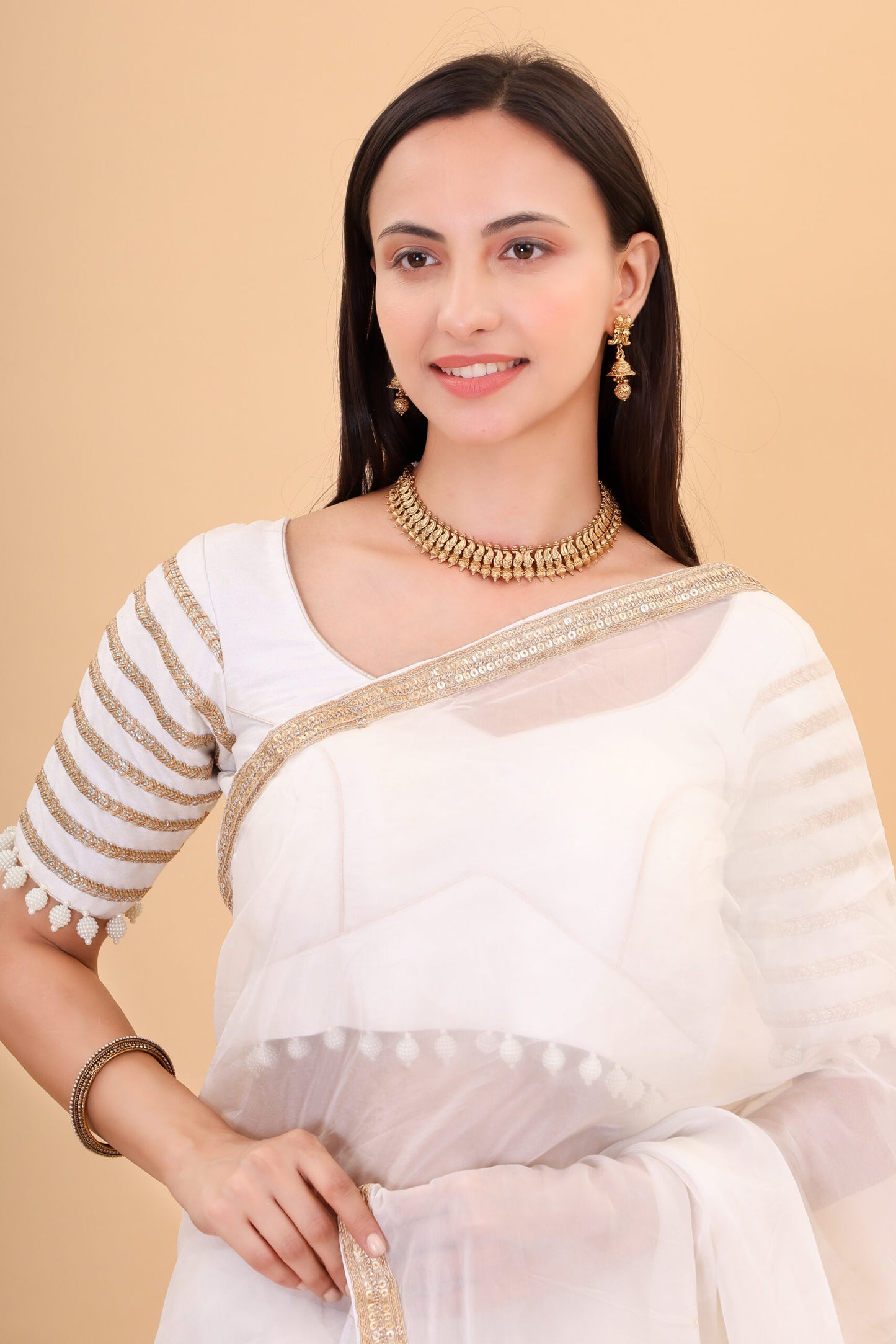 Orgenzza saree with silk padded blouse