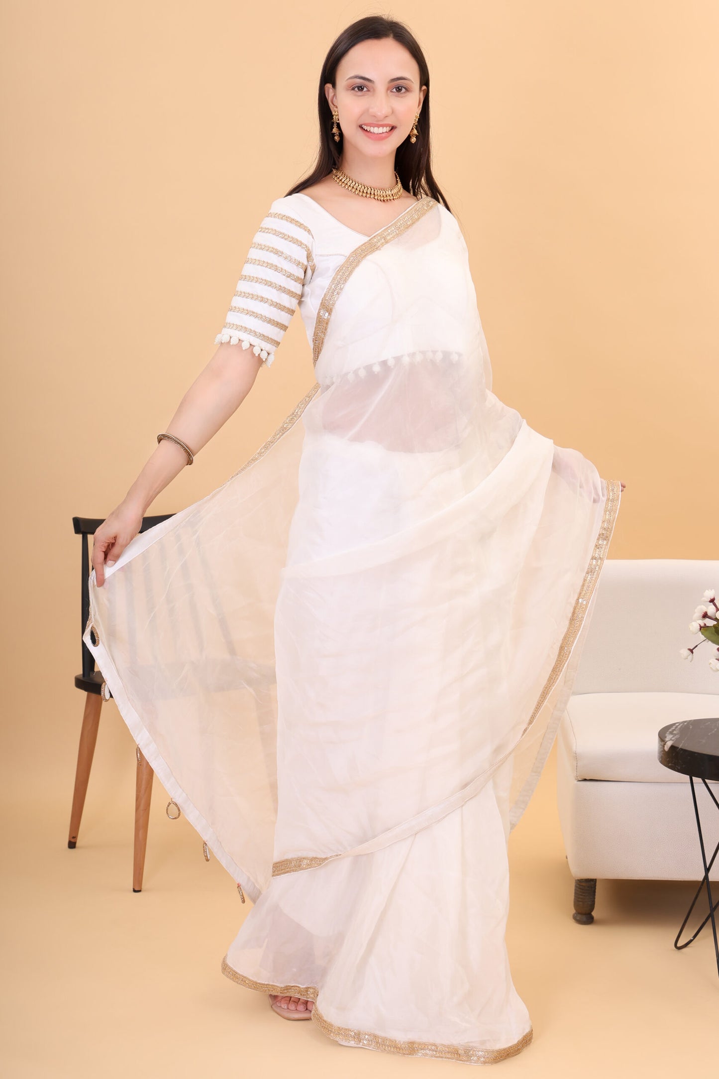 Orgenzza saree with silk padded blouse