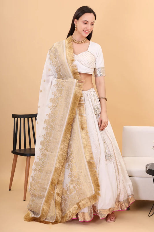 Chanderi silk lehanga set with georgette dupatta