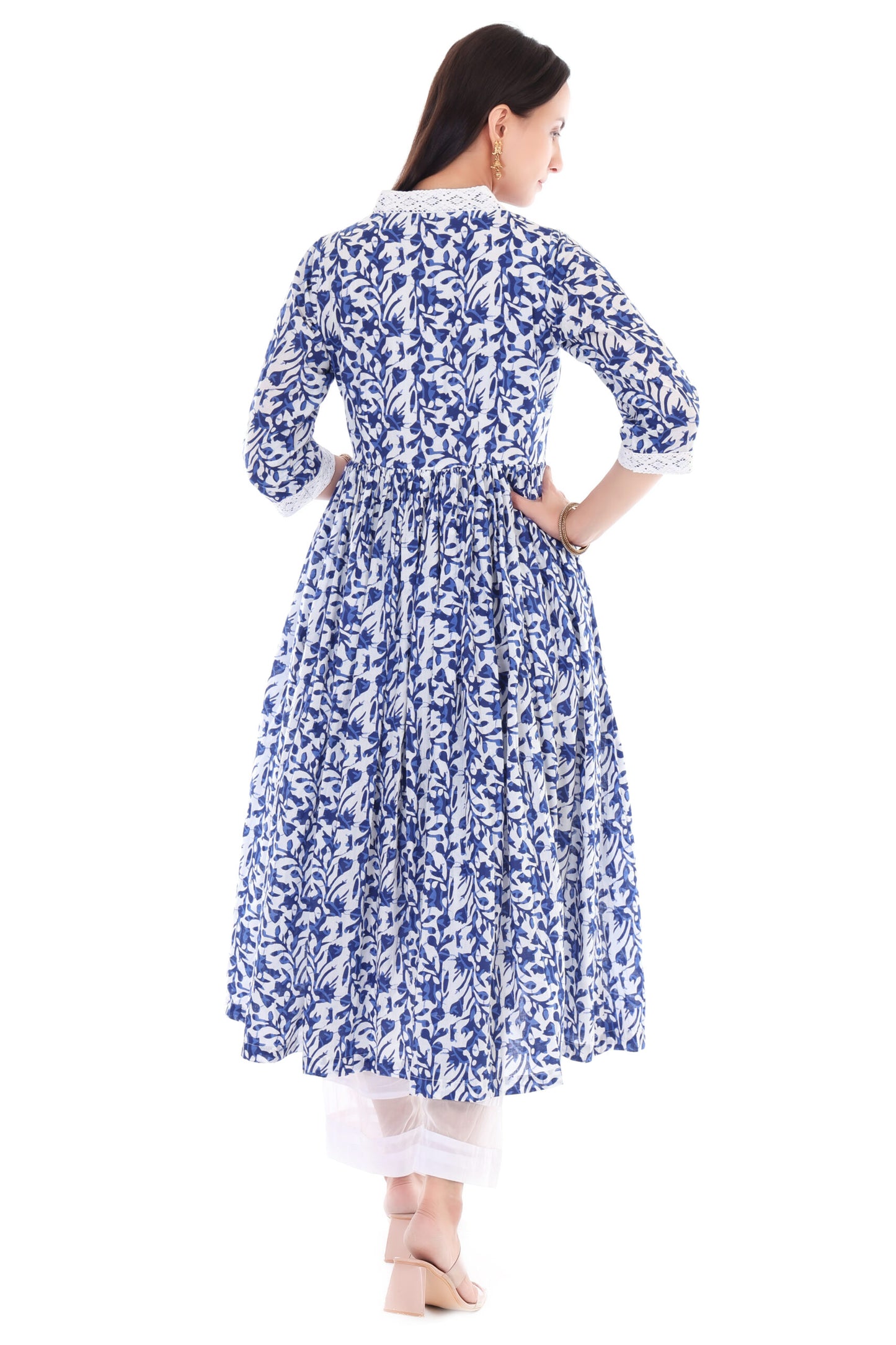 Handblock anarkali set handblock anarkali set