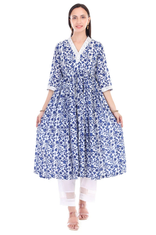 Handblock anarkali set handblock anarkali set
