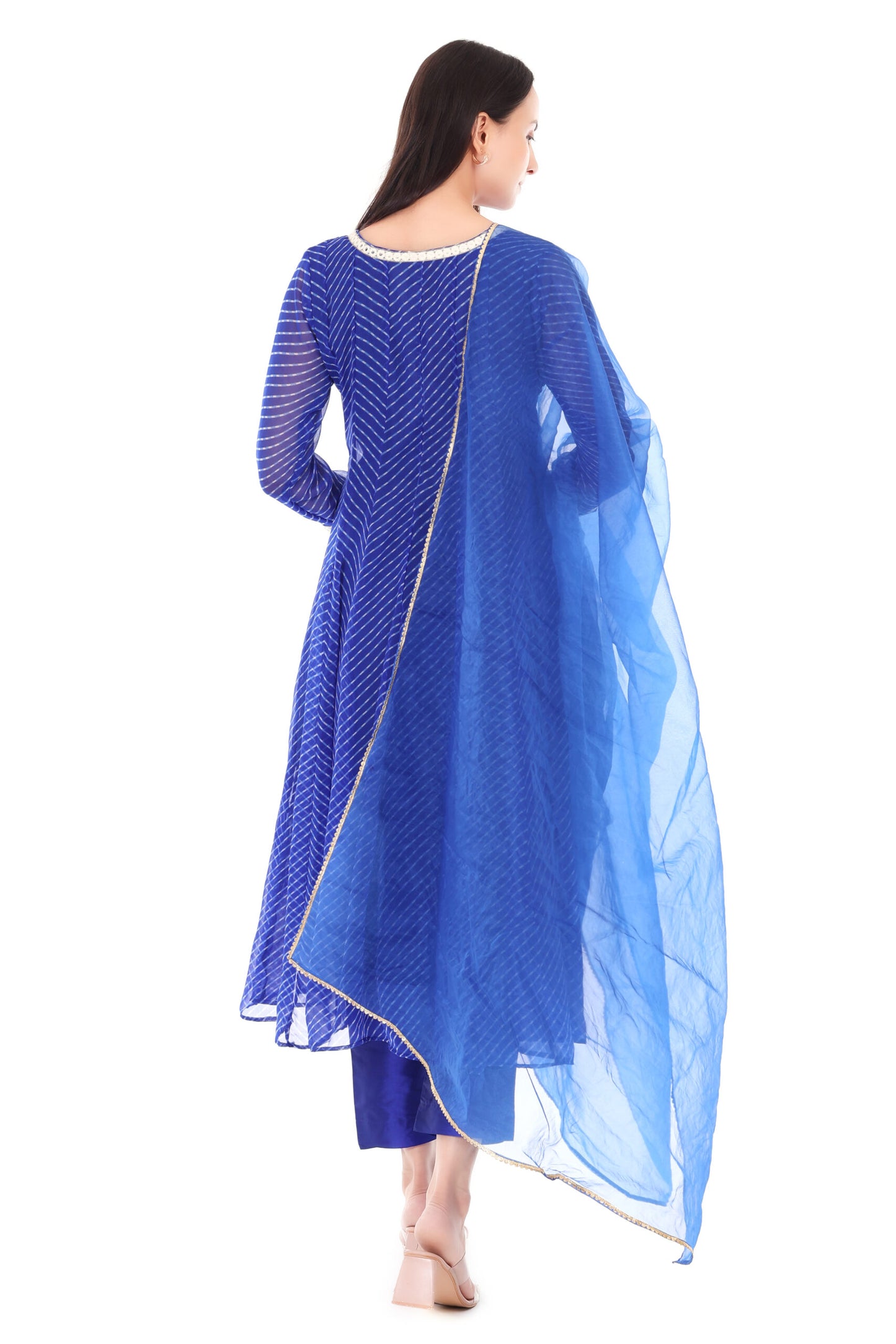 Georgette lehria anarkali with dupatta