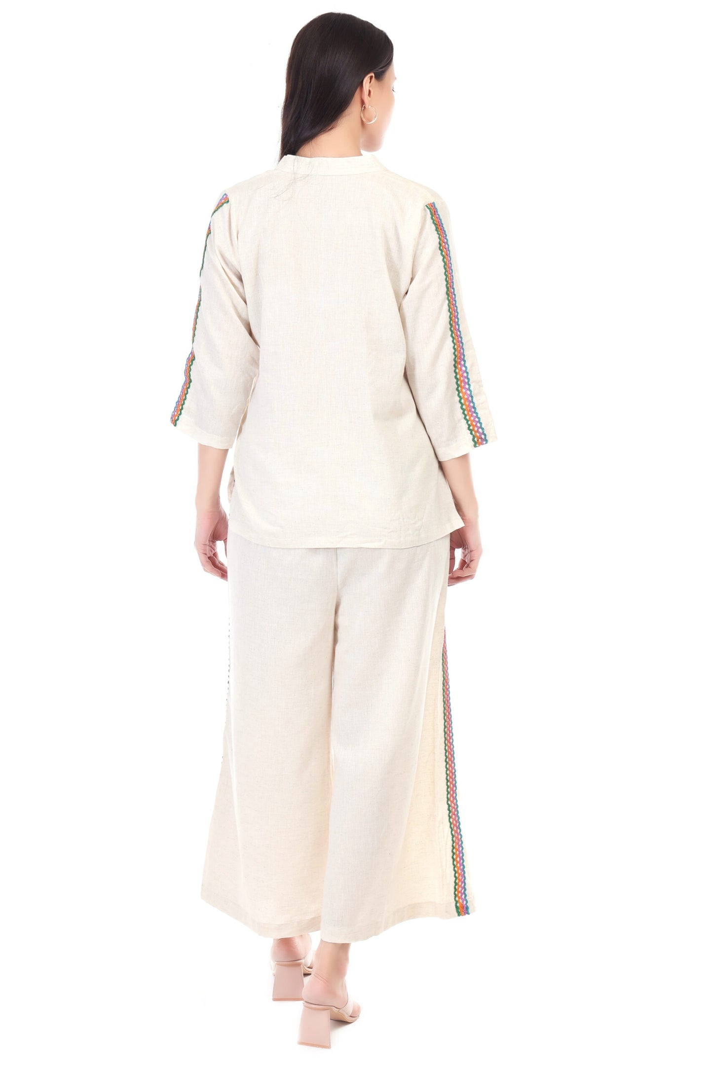 Cotton flex coord set with chicken lace