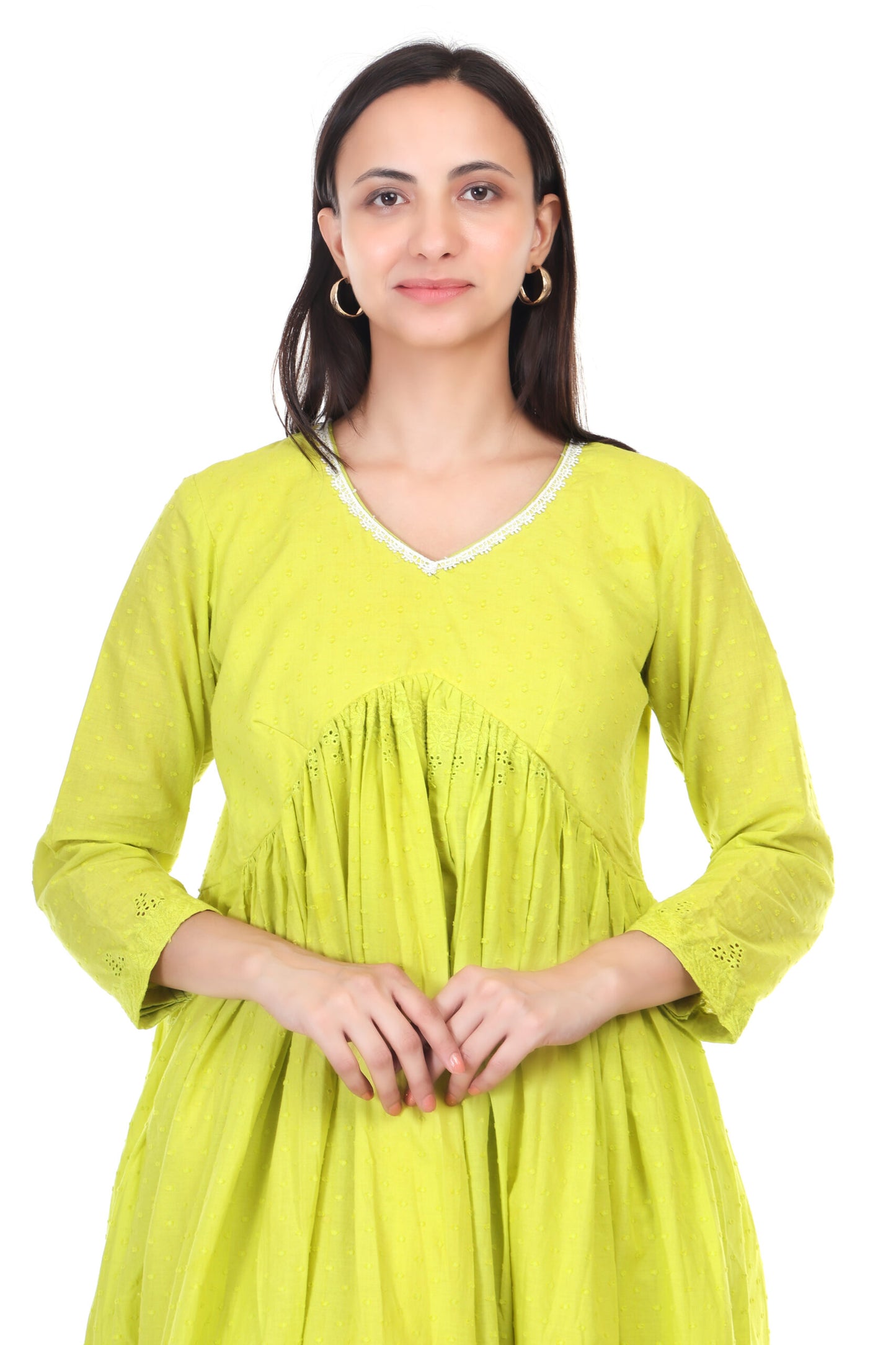 Cambric cotton anarkali kurta set
