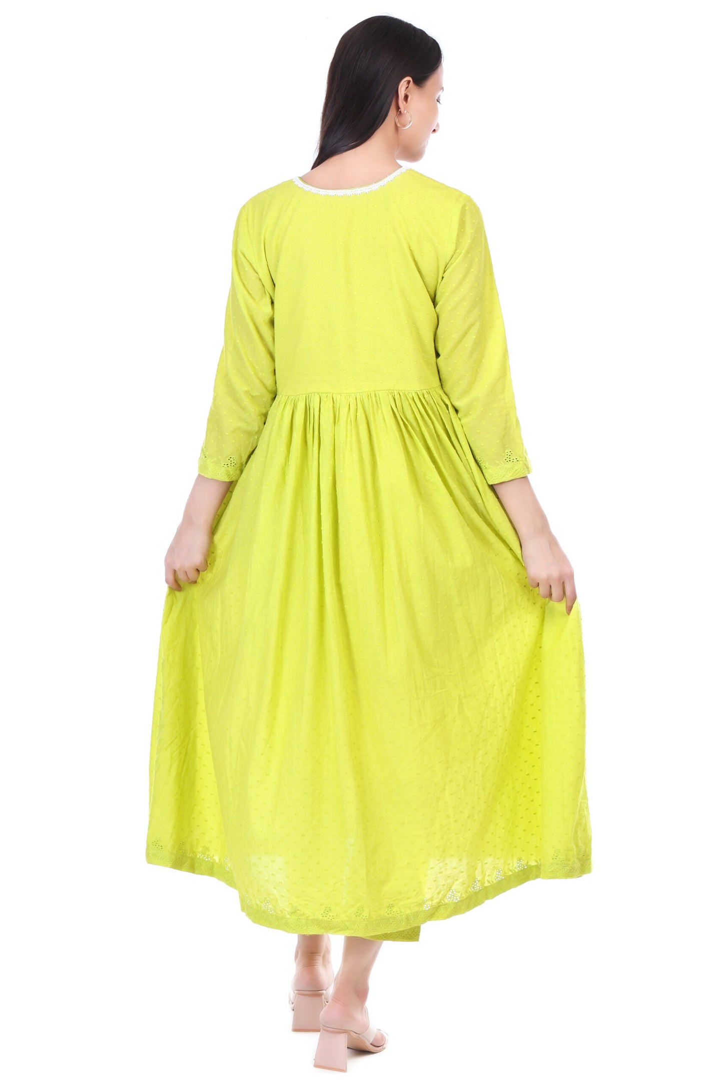 Cambric cotton anarkali kurta set