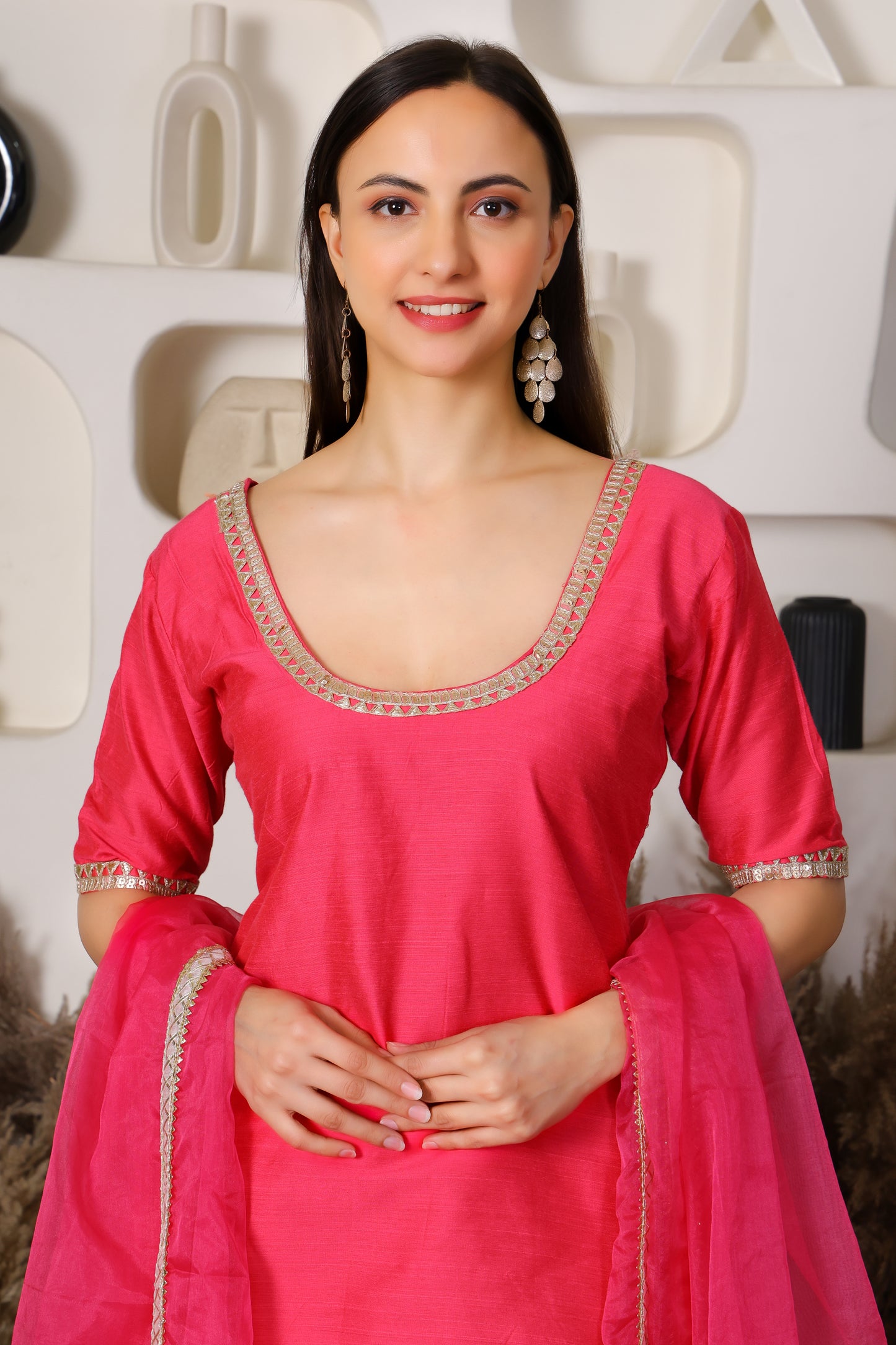 Silk Kurta with Velvet Sharara and Organza Dupatta