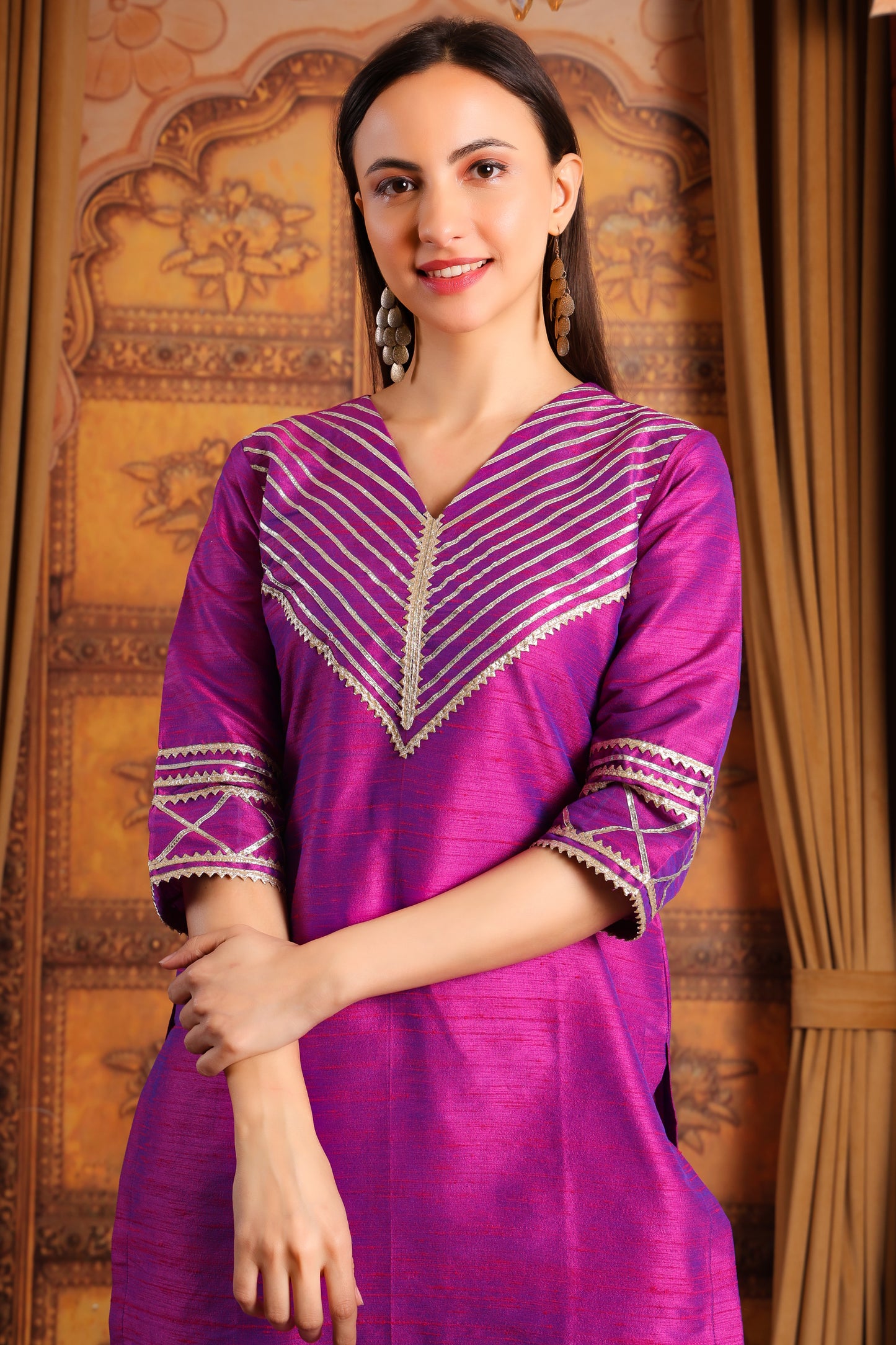 Raw Silk Kurta Set with Gotapatti Work