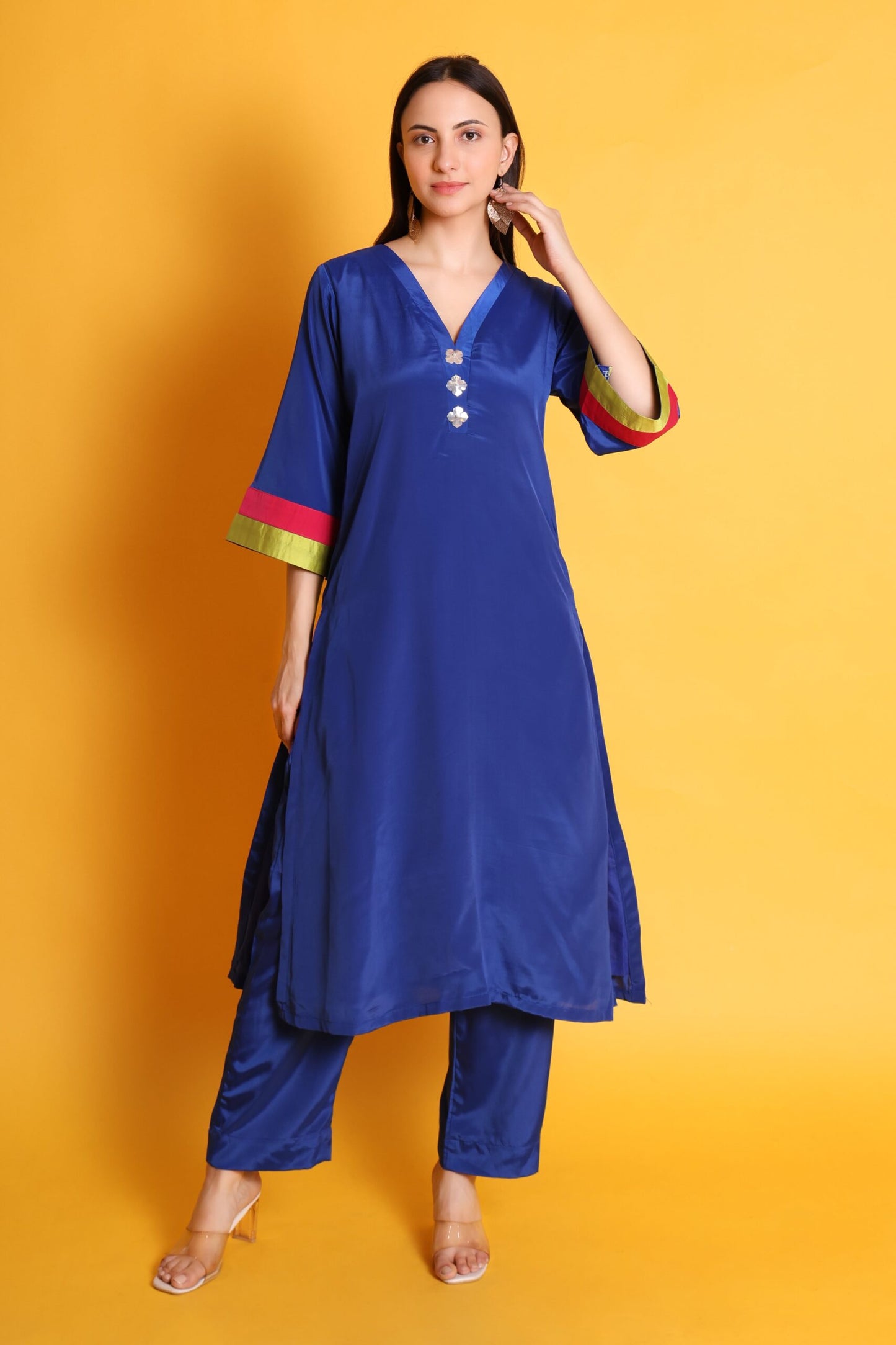 Royal Blue Crepe Kurta set