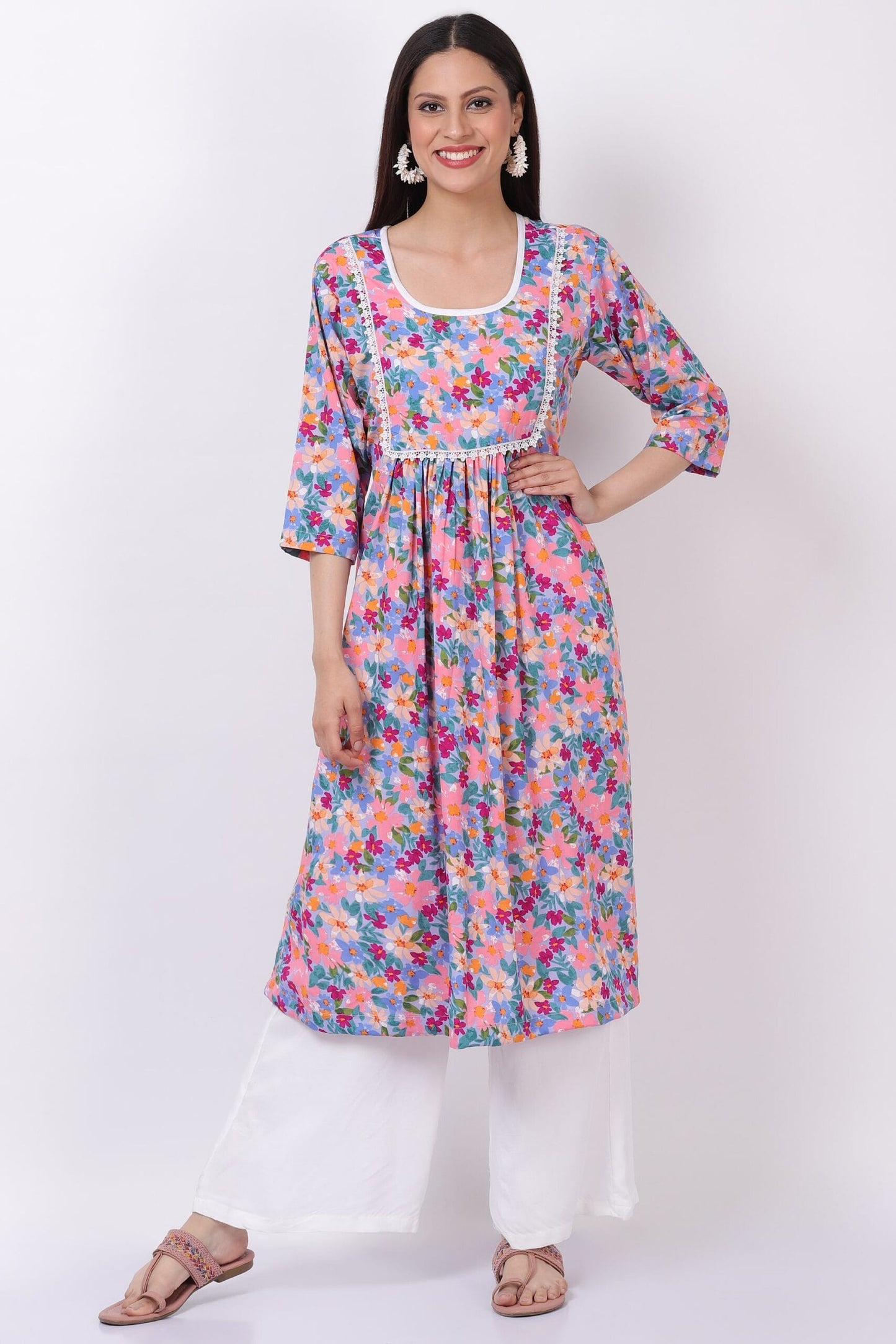 Floral print kurti set with palazzo