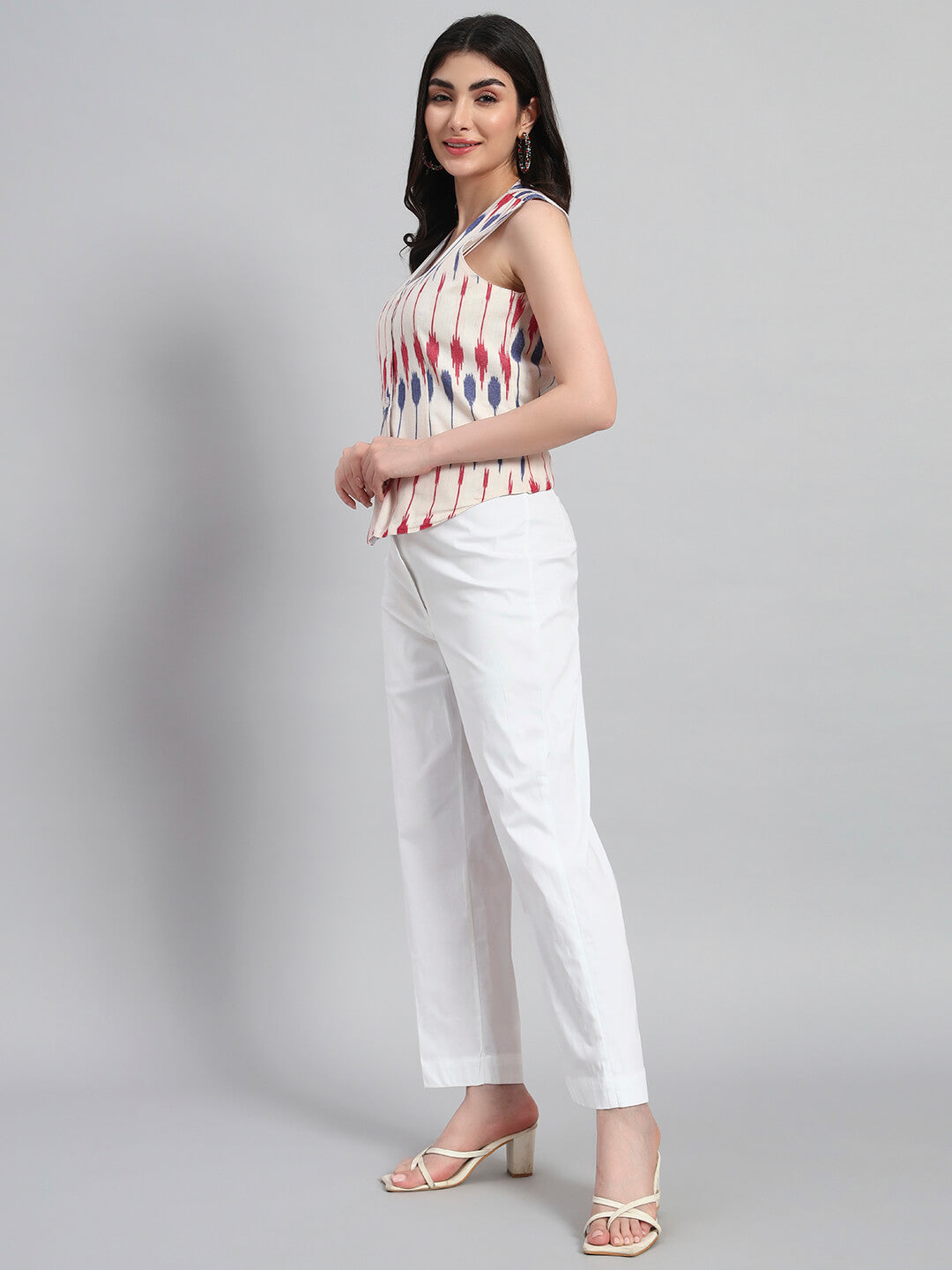 Cotton Ikat Basket Top with Pant