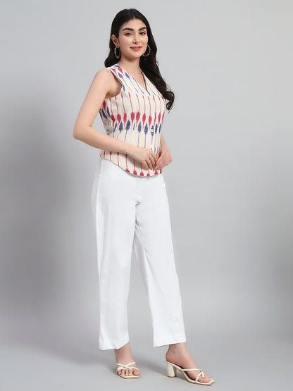 Cotton Ikat Basket Top with Pant
