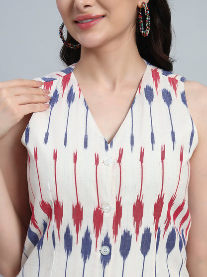 Cotton Ikat Basket Top with Pant