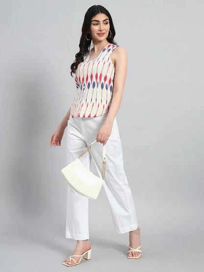 Cotton Ikat Basket Top with Pant
