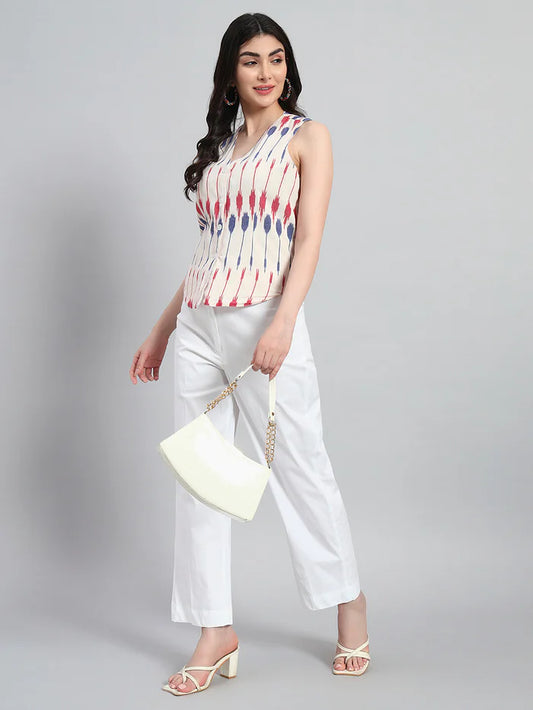Cotton Ikat Basket Top with Pant