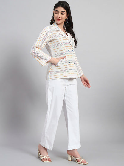 Cotton Stripes Coat with Pant