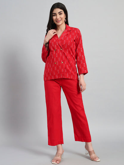 Ikat Cotton Coat Top with Pant