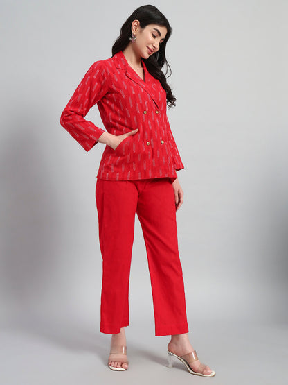 Ikat Cotton Coat Top with Pant
