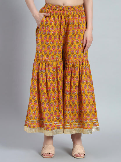 Hand Block Sharara Set with Organza Dupatta