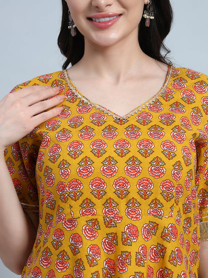 Hand Block Sharara Set with Organza Dupatta