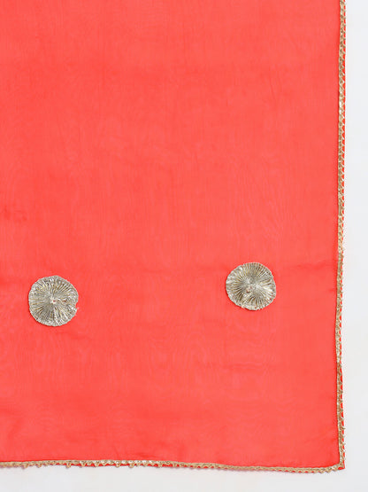 Hand Block Sharara Set with Organza Dupatta