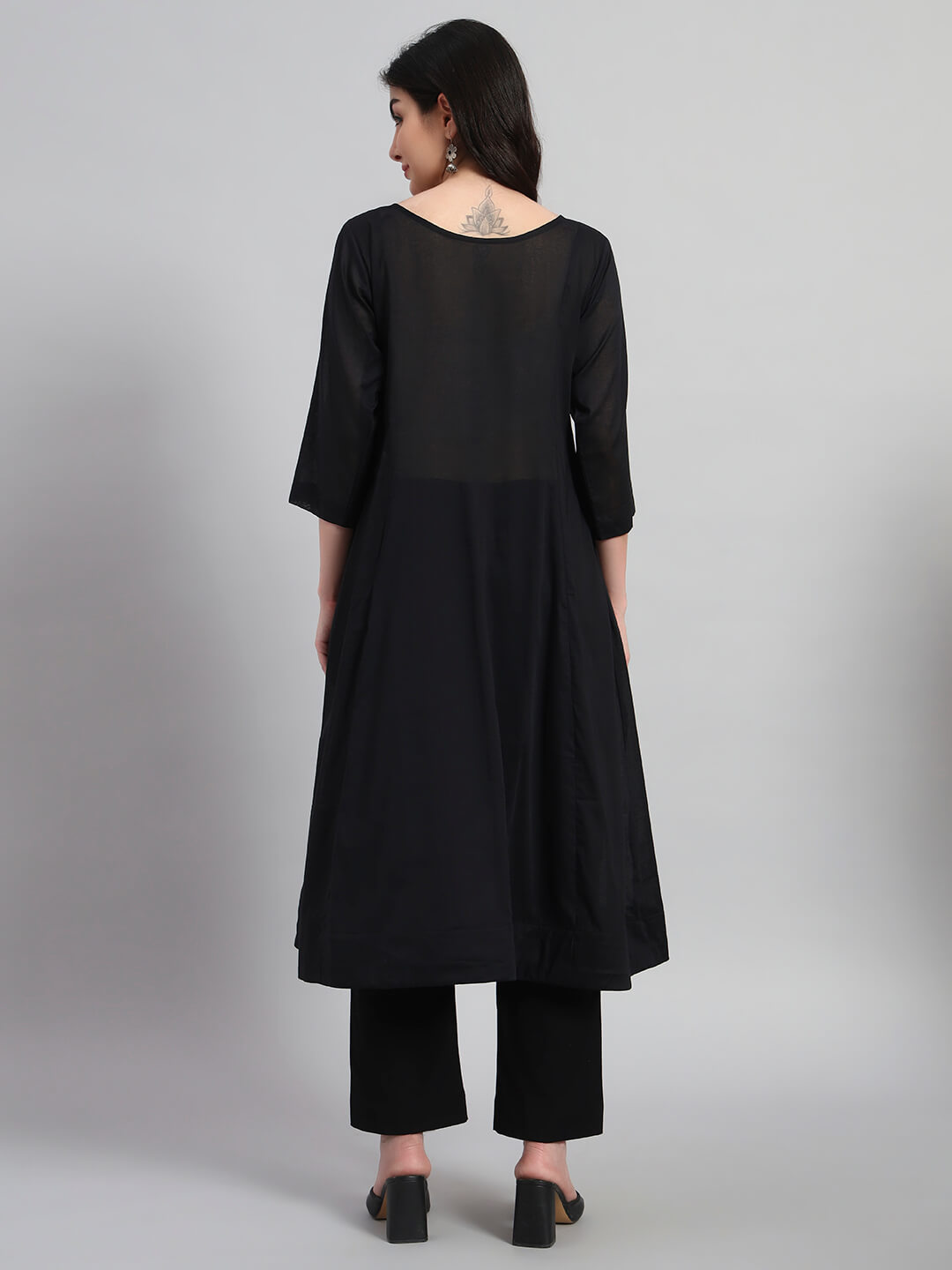 A-Line Gethered Cotton Kurta Set