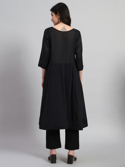 A-Line Gethered Cotton Kurta Set