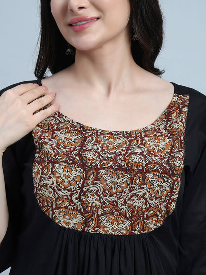 A-Line Gethered Cotton Kurta Set