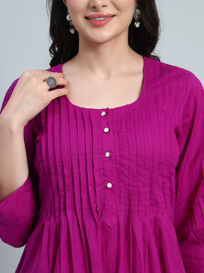 Plain Kurta With Leheria Afghani Salwar