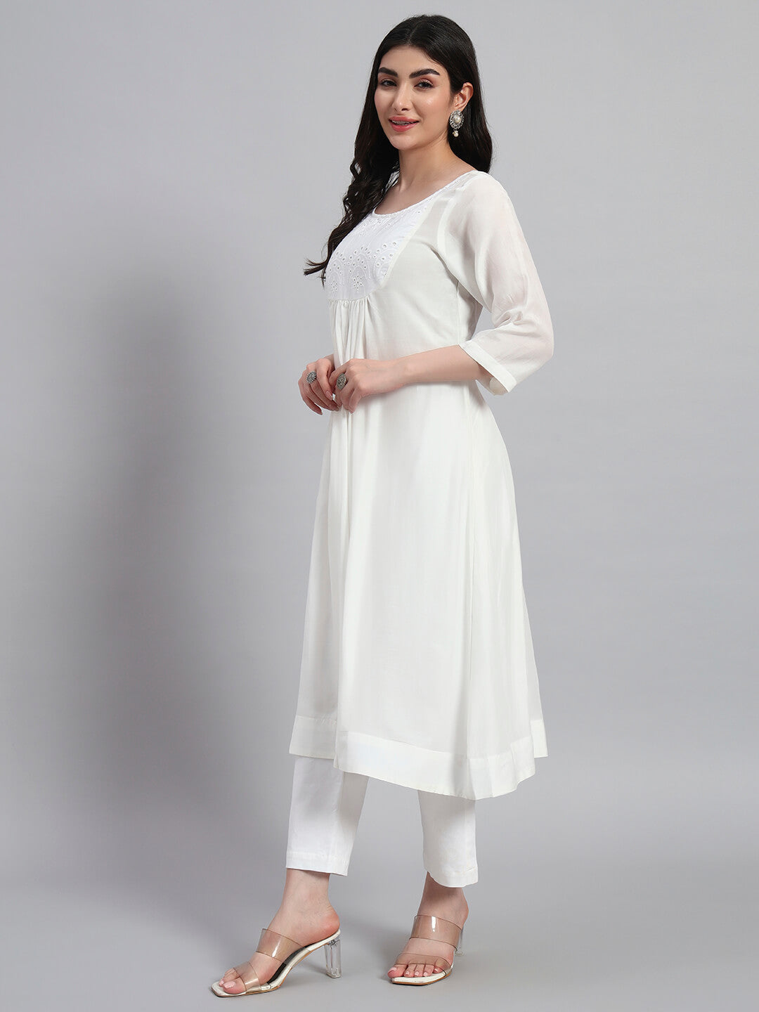 Muslin Cotton Gethered Kurta Set
