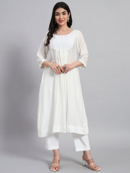 Muslin Cotton Gethered Kurta Set