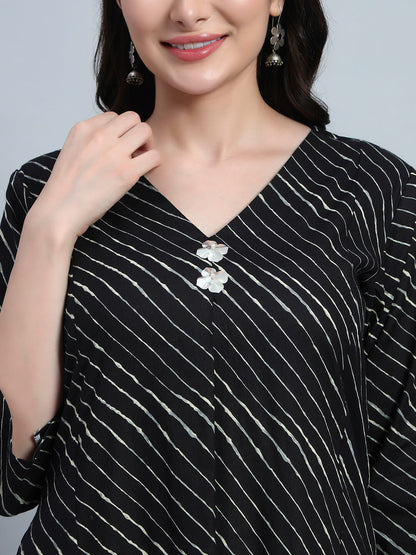 Hand Block Leheria Cotton Kurta Set