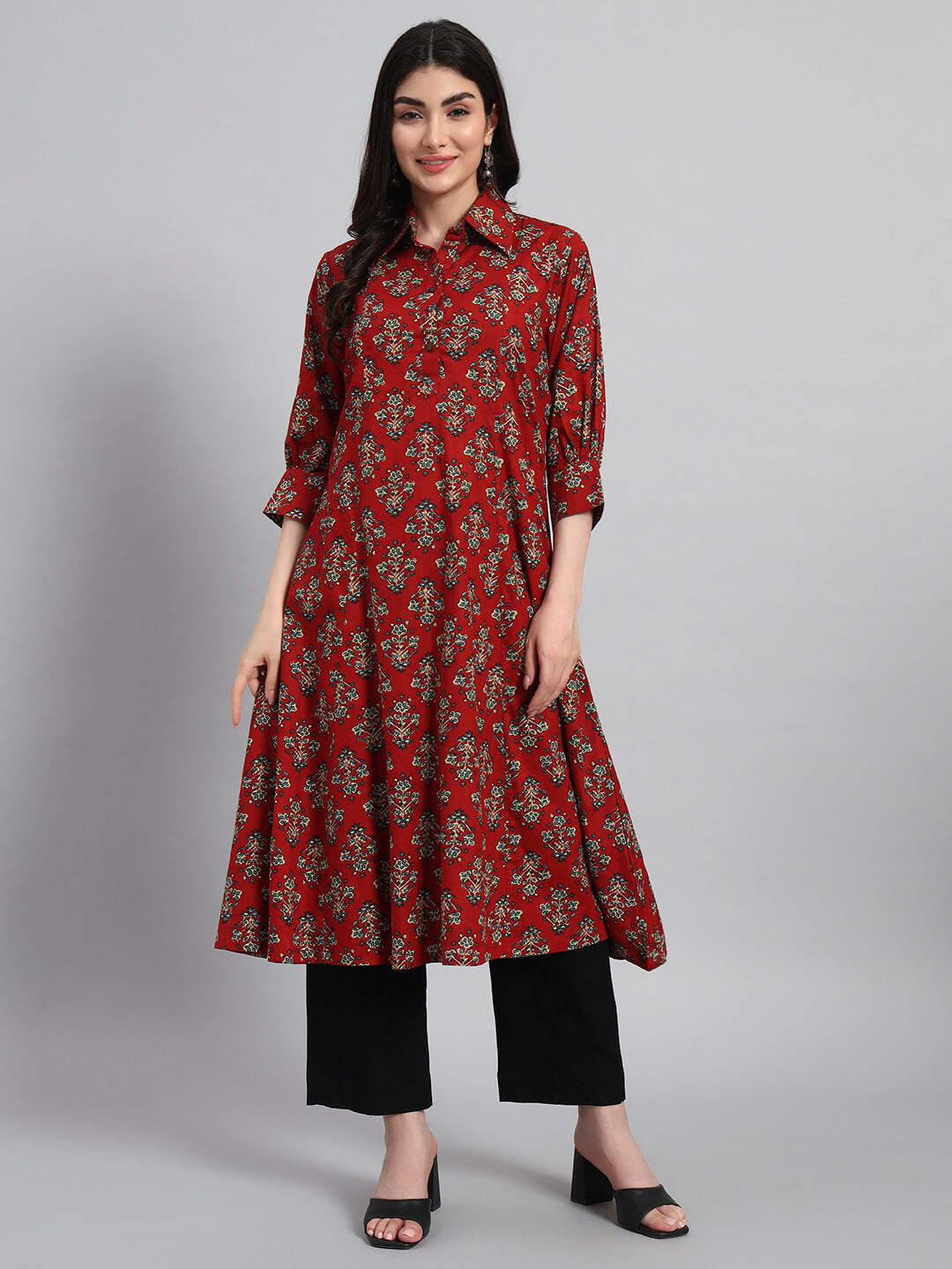 Hand Block Leheria Cotton Kurta Set