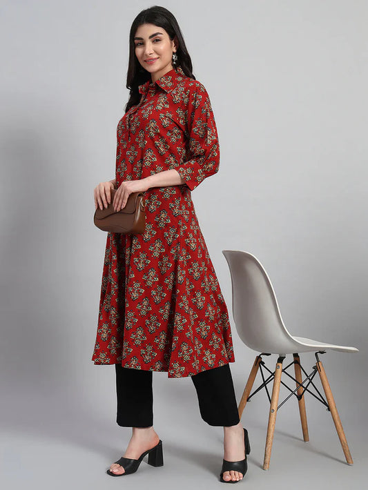 Hand Block Leheria Cotton Kurta Set