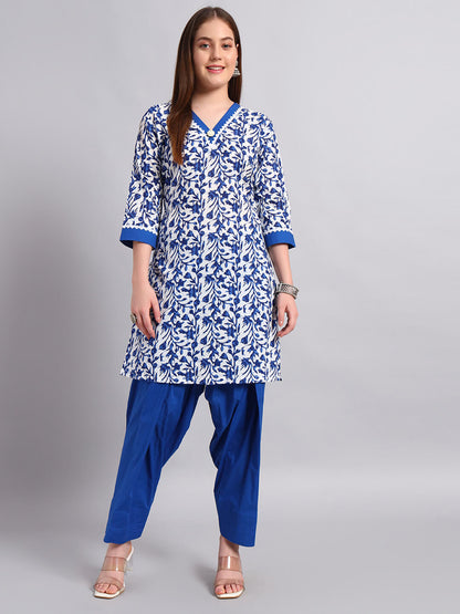 Hand Block Cotton Kurta With Salwar