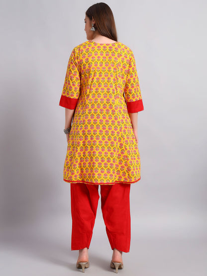 Hand Block Cotton Kurta with Salwar