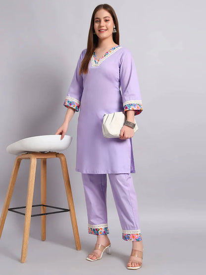 Lilac Pure Cotton Coord Set