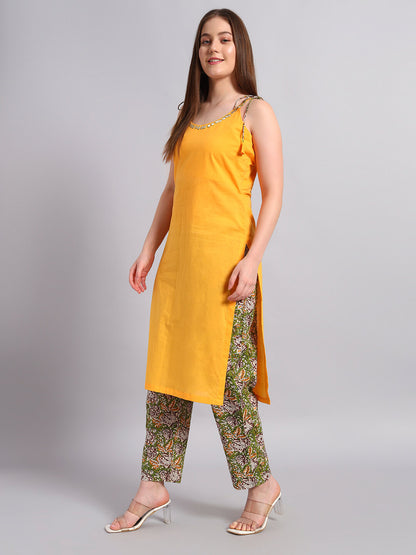 Cambric Cotton Kurta with Hand Block Cotton Pant