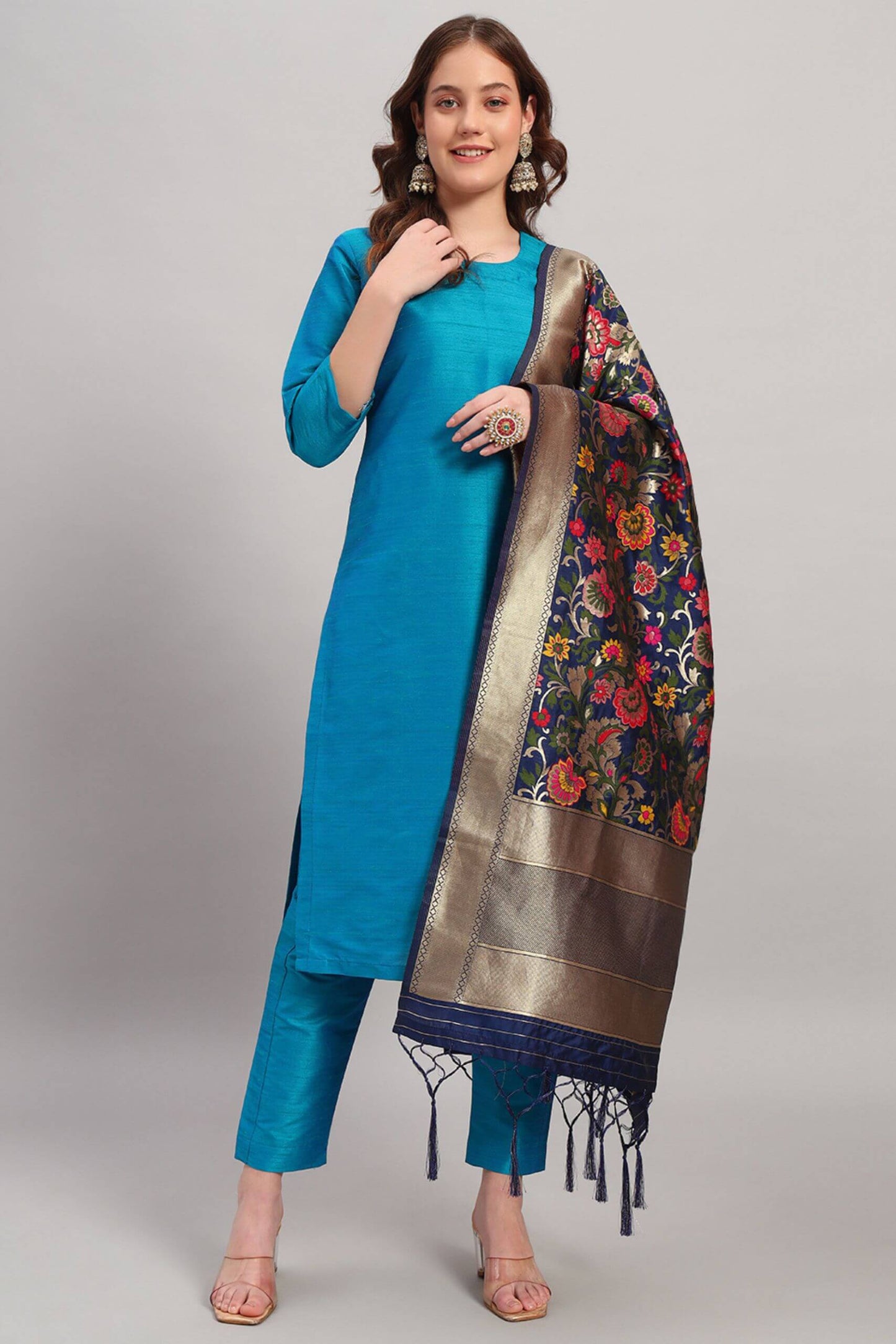 Raw Silk Kurta Set with Banarasi Dupatta